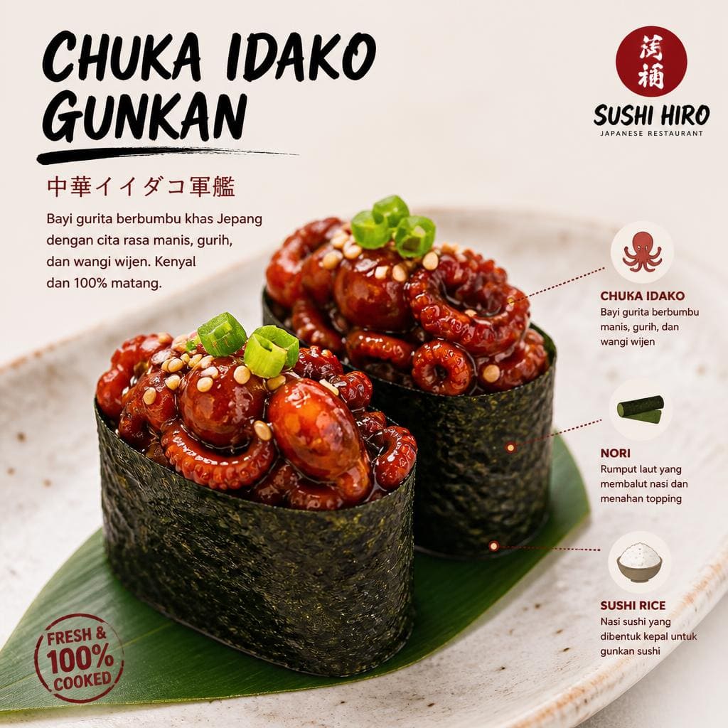 Chuka Idako Gunkan Sushi Hiro menu gunkan idako